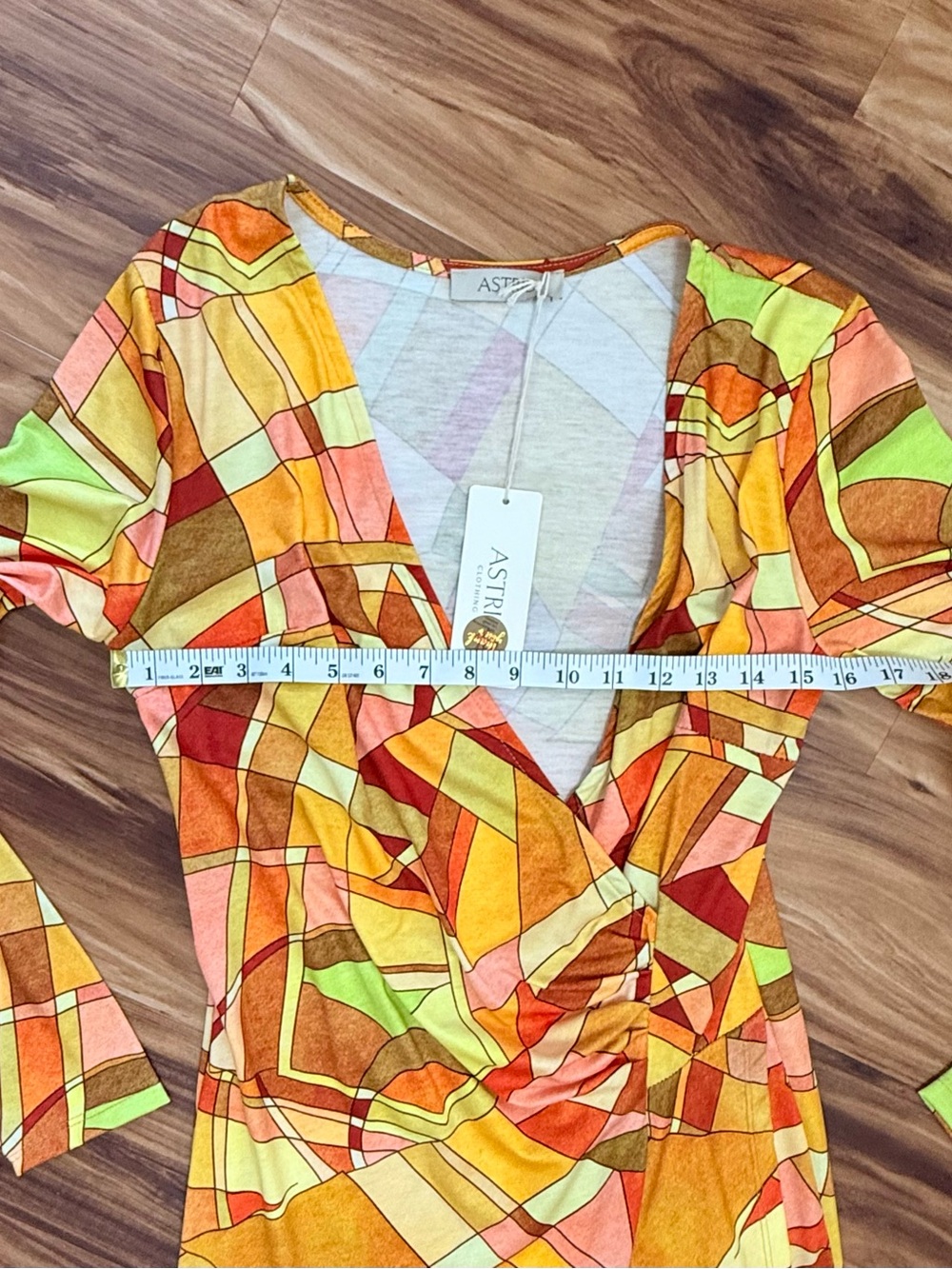 ASTRID Italian Made Geo-Print Wrap Dress - Picture 5 of 6